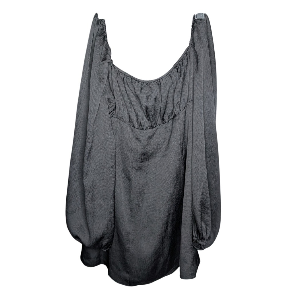 Majorelle Black Square Neck Mini Dress Long Balloon Sleeve Empire Waist Size M